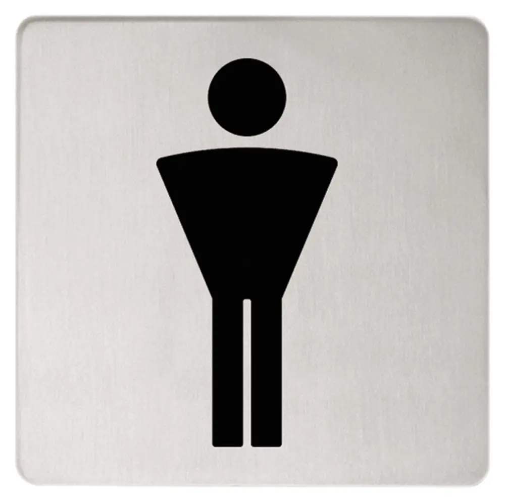 Schlichtes Türschild aus eloxiertem Aluminium mit dem Symbol für Herren, hergestellt von Keuco. Der schwarze Sticker zeigt eine stilisierte männliche Figur.